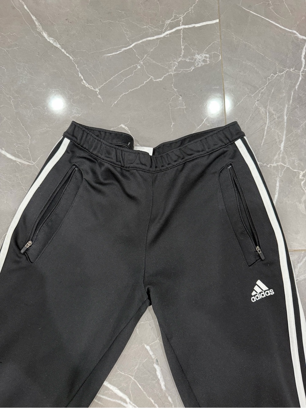 adidas Black Jogger Pants with White Side Stripes - Picture 2 of 5